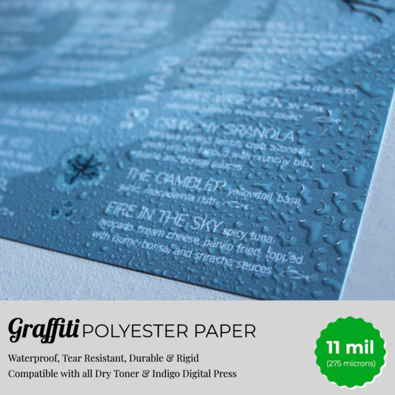 Graffiti Waterproof Papers (Scuff Free) - 11 mil Rigid Polyester (White) 50 Sheets